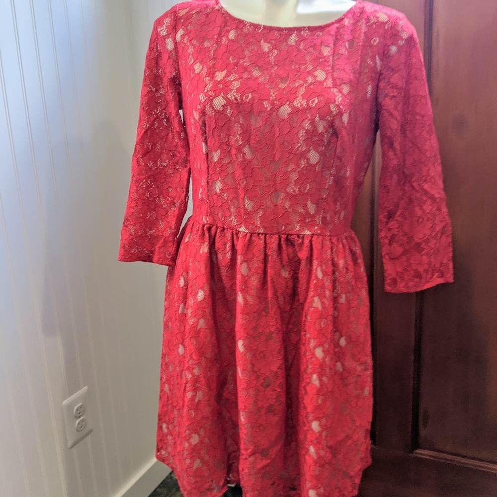 ❤️ 3/$20 French Connection red lace dress size 10